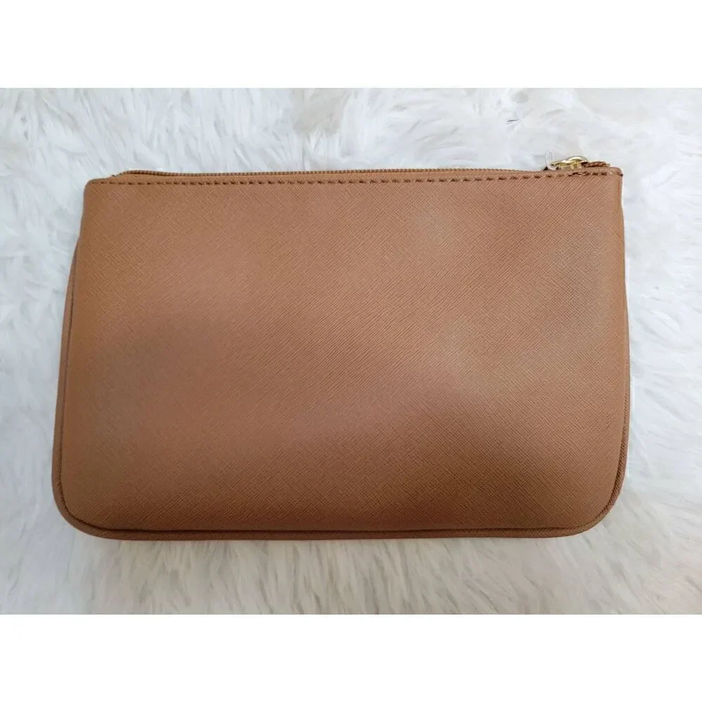 Calvin Klein Small 9x6 Brown Travel Bag Makeup Bag Clutch New